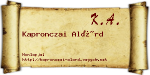 Kapronczai Alárd névjegykártya
