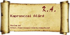Kapronczai Alárd névjegykártya